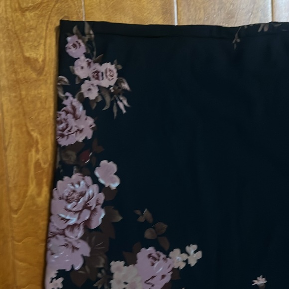 Vintage Zero Zero Y2K Floral Black Midi Skirt Size L 90’’s Whimsigoth Grunge - Picture 3 of 10